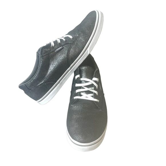 VANS Off The Wall Womens Sz 10 Metallic Gray Low Top Sneaker Shoe Lace Up Casual - Picture 1 of 11
